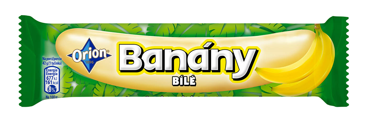 Orion Banány v bílé čokoládě 42g