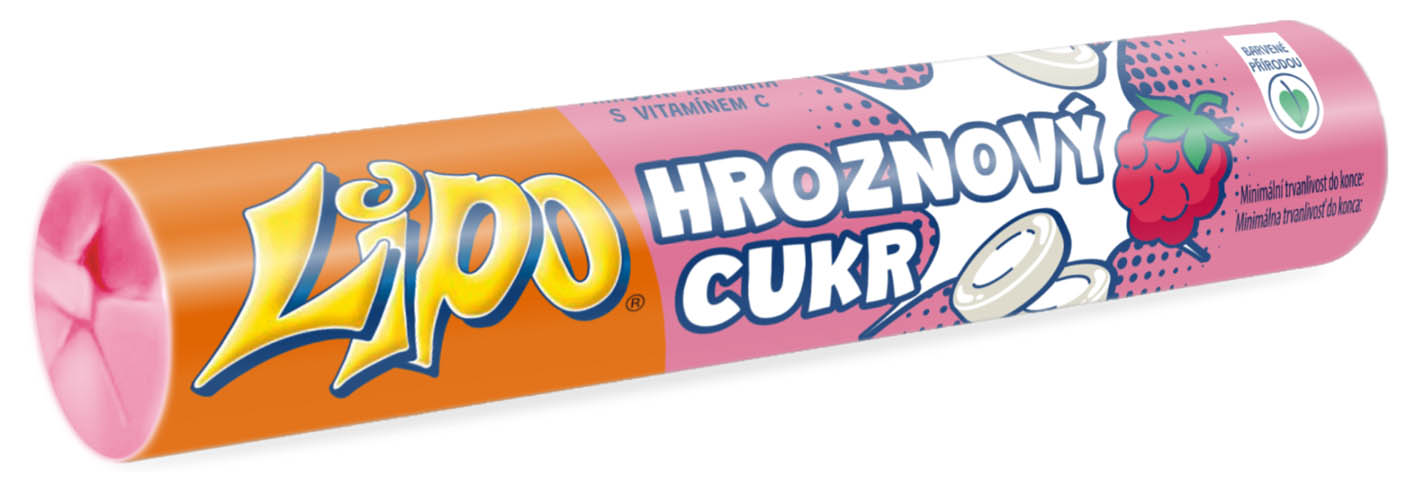 Lipo Hroznový cukr Malina 32g cena za kartonové balení