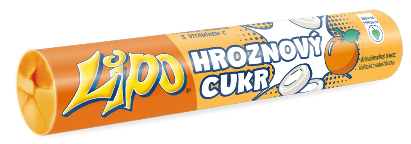 Lipo Hroznový cukr Pomeranč 32g cena za kartonové balení