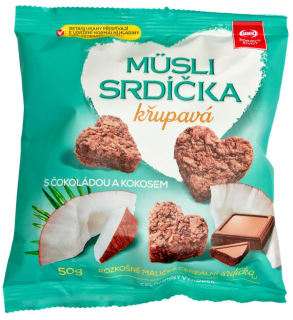 Musli srdíčka Kokos 50g cena za kartonové balení
