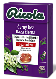 Ricola bylinné bonbóny bez cukru Černý bez 40g cena za kartonové balení